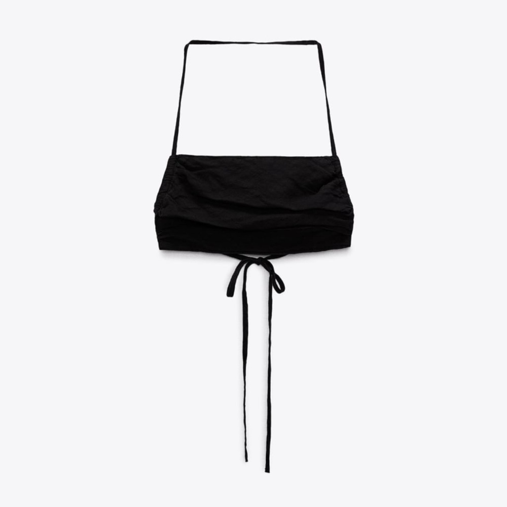 Zara Linen Bandeau Top Black🩷 - Picture 3 of 5